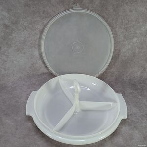 Tupperware Vintage Suzette White Divided Relish Server With Seal 608-17